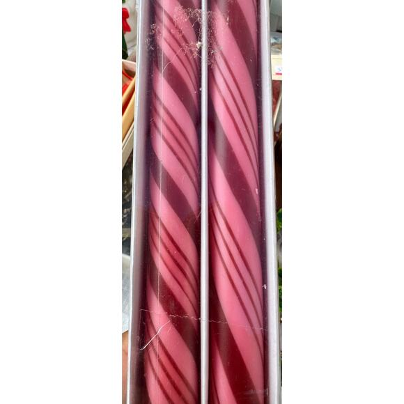 J&S Candy Cane 12" Taper Candles - New in Package - Shades of Red - Picture 3 of 3